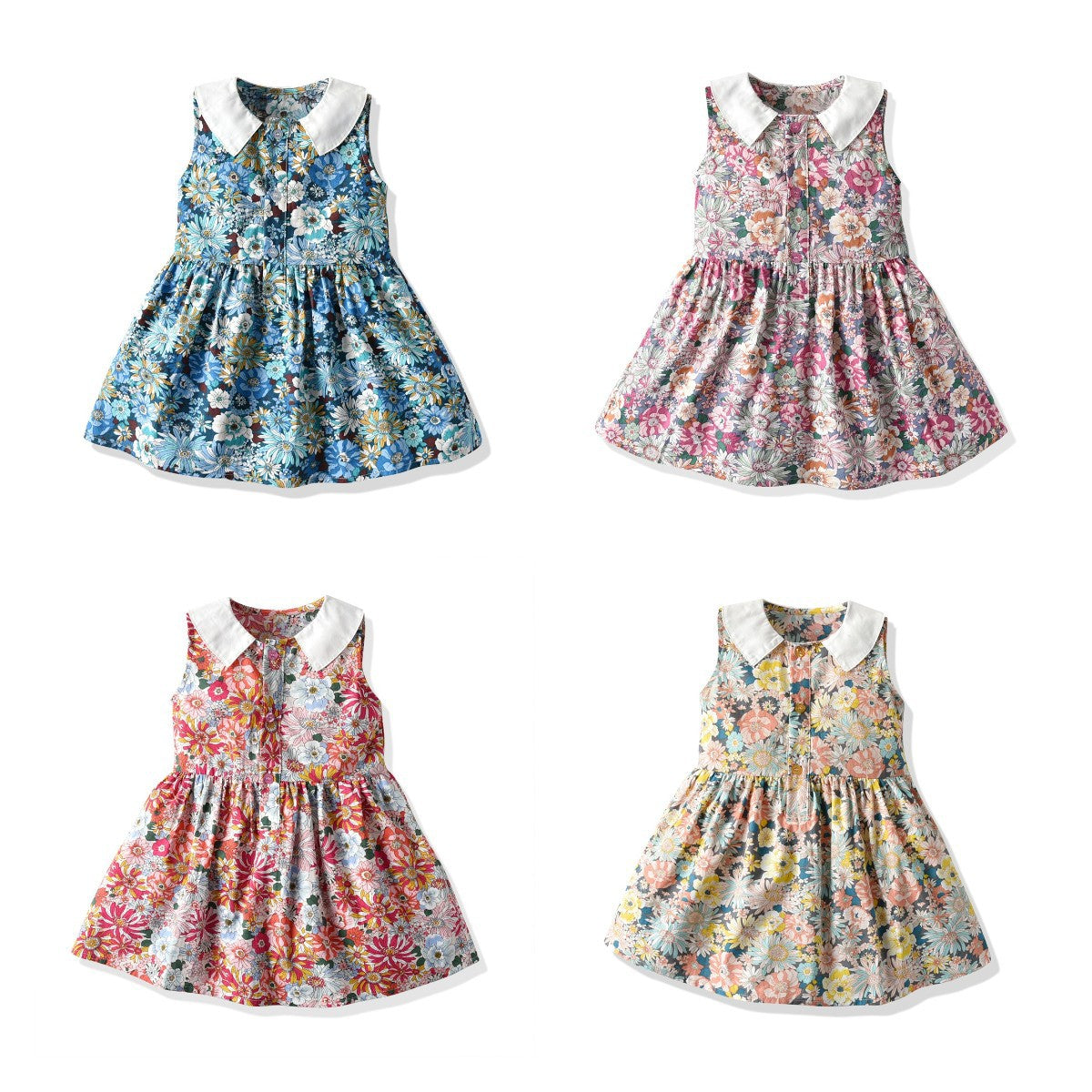 Lapel floral skirt girl dress Lapel floral skirt girl dress